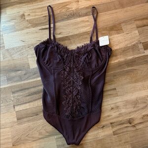 Free People Deep chocolate Lace Chemise
